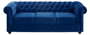 Divano CHESTERFIELD 3 posti in velluto Blu notte