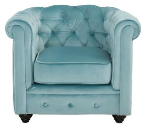 Poltrona CHESTERFIELD in velluto Azzurro pastello