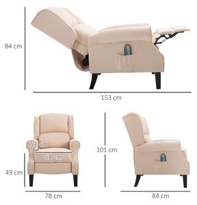 HOMCOM Poltrona Relax Massaggiante Reclinabile con Telecomando, 78x83x101cm, Crema