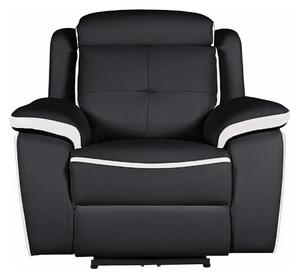 Poltrona relax elettrica in pelle Nero e bianco - ANGELIQUE