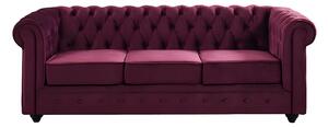 Divano CHESTERFIELD 3 posti in velluto Porpora