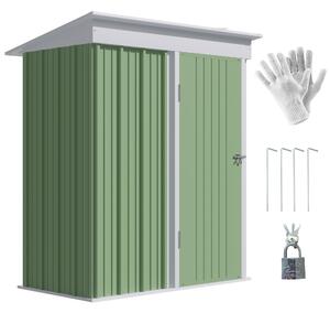 Outsunny Casetta da Giardino Porta Attrezzi in Acciaio con Porta Bloccabile, 161x95x163/181cm, Verde