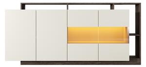 Credenza 4 ante e 4 nicchie con LEDs Beige e Naturale scuro - IDESIA