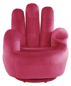 Poltrona a forma di mano girevole in velluto Fucsia - CATCHY