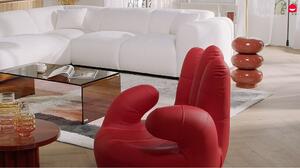 Poltrona a forma di mano girevole in similpelle Rosso - CATCHY