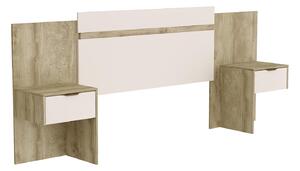 Testata letto allungabile con comodini 140/160 cm Naturale e Panna - PARATI