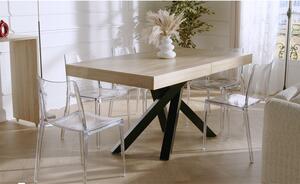 Tavolo da pranzo allungabile da 6 a 10 coperti in MDF e Metallo Naturale e Nero CATONAV