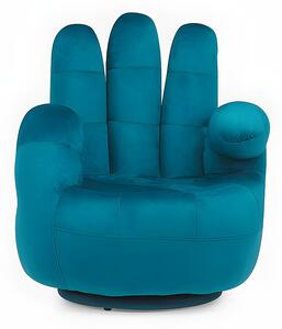 Poltrona a forma di mano girevole in velluto Verde petrolio petrolio - CATCHY