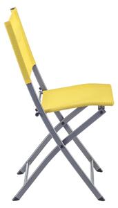 Sedia da giardino senza cuscino Emys NATERIAL pieghevole in acciaio con seduta in textilene giallo / dorato