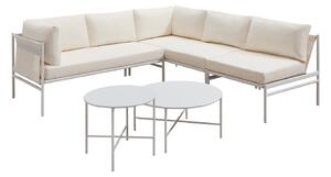 Salotto da giardino modulabile in acciaio: 2 divani angolari, 1 poltrona e tavolini a incastro Bianco - ULAME di MYLIA