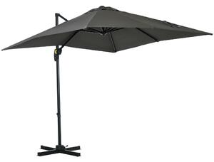 Outsunny Ombrellone da Giardino con Angolazione Regolabile su 5 Livelli e Rotazione a 360°, 2.5x2.5 m, Grigio