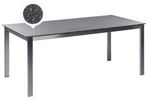 Tavolo da giardino Piano in vetro temperato nero Struttura in acciaio inox Rettangolare 180 x 90 cm 6 posti a sedere Beliani