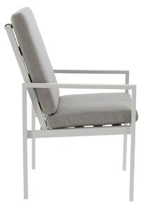 Sedia da giardino con cuscino Las Vegas NATERIAL con braccioli in alluminio, seduta in polipropilene bianco, set da 2 pezzi