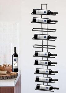 Portabottiglie 10 Bottiglie di Vino da Parete 27x10,5x126 cm in Ferro Battuto Nero