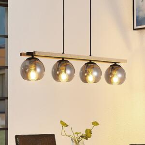 Lampada a sospensione Lindby, Enrique, dimmerabile, Legno, Soggiorno, Vetro, Moderno