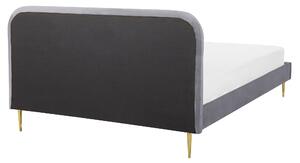 Letto grigio velluto tappezzeria King Size gambe dorate testiera con rete a doghe 160 x 200 cm design minimalista Beliani