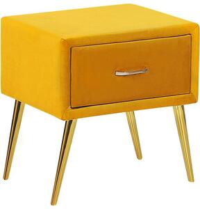 Comodino con rivestimento in velluto giallo Comodino con 1 cassetto Mobili per camera da letto dal design minimalista Beliani