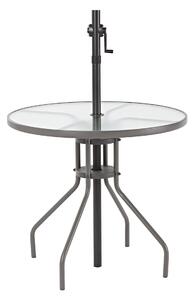 Tavolo da giardino Elia Fix in acciaio con piano in vetro grigio / argento per 6 persone Ø 80 cm