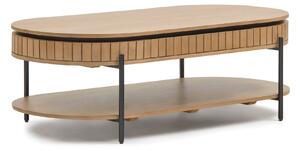 Tavolino Licia 1 cassetto in legno massello di mango e metallo verniciato nero 130 x 65 cm