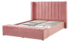 Letto velluto di colore rosa rete a doghe e cassapanca 160 x 200 cm camera da letto Beliani