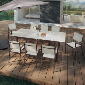 Tavolo da giardino allungabile Odyssea NATERIAL in alluminio con piano in vetro marrone per 10 persone 180/240x100cm