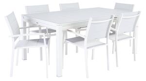 Tavolo da giardino allungabile Odyssea NATERIAL in alluminio con piano in vetro bianco per 8 persone 180/240x100cm