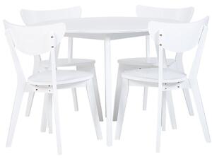 Set da pranzo Tavolo rotondo in MDF bianco e 4 sedie per cucina da pranzo con gambe in legno in stile scandinavo Beliani