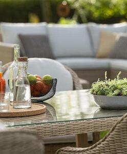 Tavolo da giardino Medena NATERIAL in alluminio con piano in vetro marrone per 6 persone 100x200cm