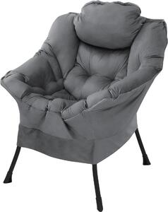 Poltrona ML-Design per soggiorno, poltrona relax con braccioli, poltrona da lettura confortevole, poltrona TV con cuscino poggiatesta, poltrona lounge, poltrona imbottita per TV, colore antracite