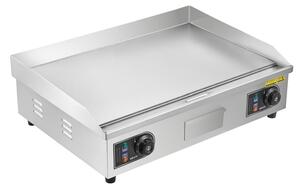 Piastra elettrica commerciale, 655 x 400 mm, 4000 W, controllo della temperatura regolabile da 50 a 300 °C, griglia piatta da banco in acciaio inossidabile con 2 spatole, 2 spazzole e 4 piedini, per bistecche (SENZA SPINA)