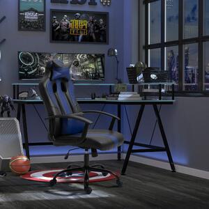 Vinsetto Sedia da Gaming Ergonomica con Cuscino Poggiatesta, Sedia da Ufficio con Lombare Altezza Regolabile e Funzione Dondolo, Nero e Blu, 73 x 64 x 112-122 cm