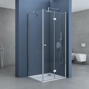 Doporro Box Doccia 75x75x190cm, Cabina Bagno Angolare con Porte Girevoli a 180¡ã Vetro di Sicurezza ESG Vetro Trasparente R27