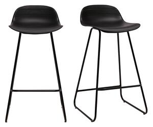 Set di 2 sgabelli da bar sedile nero base nero H65 cm ELLA
