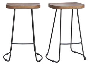 Set di 2 sgabelli da bar metallo nero e legno H65cm RUNKO