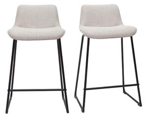 Sgabelli da bar in tessuto effetto velluto testurizzato beige e metallo H65 cm (set di 2) BOOST
