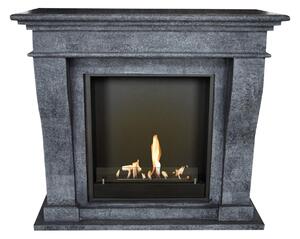 Caminetto a etanolo Xaralyn - Kreta BIU-SBU - pietra naturale nera - riscaldamento a 3 kW - caminetto da incasso incluso - caminetto decorativo