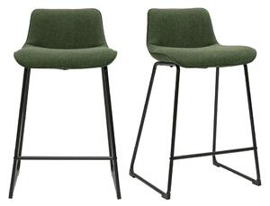 Sgabelli da bar in tessuto verde kaki e metallo H65 cm (set di 2) BOOST