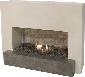 Caminetto a etanolo Xaralyn - Santos B - pietra naturale bianca - riscaldamento a 3 KW - fiamme reali - caminetto da incasso incluso - caminetto decorativo