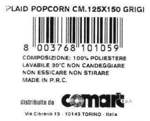 Plaid in 100% poliestere Popcorn, grigio / argento, 125x 150 cm