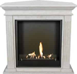 Caminetto a etanolo Xaralyn - Cadiz-Corner BIU - pietra naturale bianca - riscaldamento a 3 kW - caminetto da incasso incluso - caminetto decorativo - caminetto ad angolo