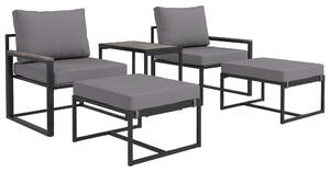Outsunny Set di mobili da giardino in acciaio per 2 persone, resistente alle intemperie, set da balcone con 2 poltrone, cuscini, tavolino