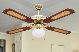 Ventilatore lampadario a soffitto 60W con 4 pale in legno - White
