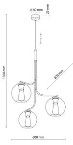 Lampadario LED sospeso su cavo CESAR 3xE27/15W/230V, nero/grigio fumé