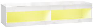 HOMCOM Mobile TV a Muro con Illuminazione LED RGB a 16 Colori, con Scomparti Aperti, per TV da 55-60 Pollici, 140 x 40 x 30 cm, Bianco Lucido | Aosom Italy