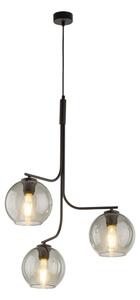 Lampadario LED sospeso su cavo CESAR 3xE27/15W/230V, nero/grigio fumé