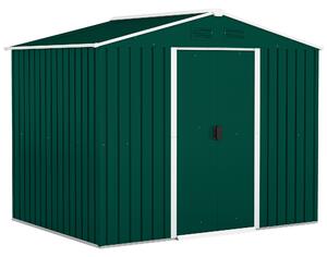Casetta Box da Giardino Porta Attrezzi 236x174x190 cm con Porte Scorrevoli in Acciaio Verde