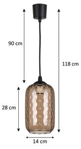 Brilagi - Lampadario LED sospeso con cavo R GLASS 1xE27/60W/230V diam. 14 cm nero/marrone fumé
