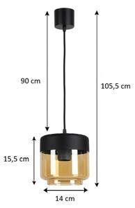 Brilagi - Lampadario LED a sospensione con cavo R GLASS 1xE27/60W/230V diam. 14 cm nero/beige fumé