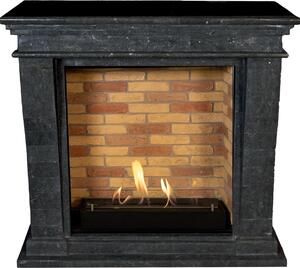 Caminetto a etanolo Xaralyn - Kreta-Mini BST-SBP - pietra naturale nera levigata - riscaldamento a 3 kW - caminetto da incasso incluso - caminetto decorativo