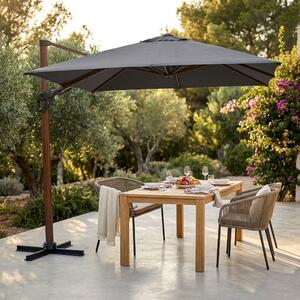 LIFT - ombrellone da giardino decentrato 3 x 3 con palo effetto legno